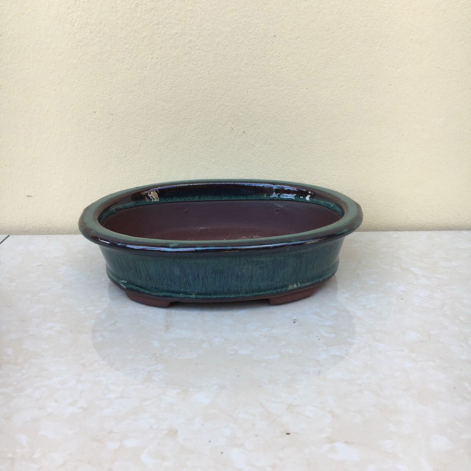 Chậu sen đá  Chậu bonsai ovan mini men hỏa biến gốm Bát tràng 1 size BM-25 re03