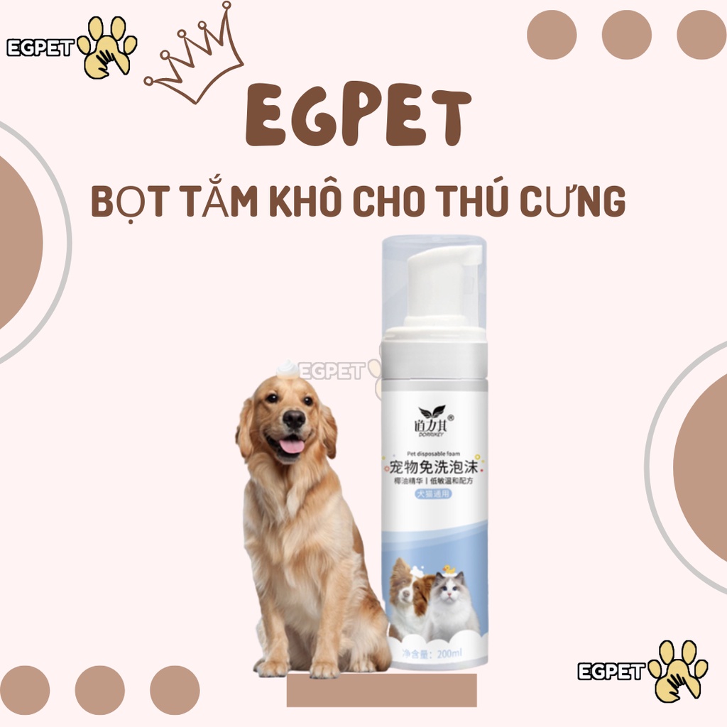 Sữa tắm khô cho chó mèo cao cấp, làm sạch vết bẩn, khô nhanh chóng và khử mùi hôi cho chó mèo