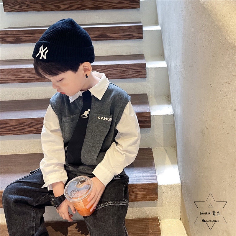 Áo Sweater Giả Hai Lớp Thời Trang Mùa Thu Cho Bé Trai