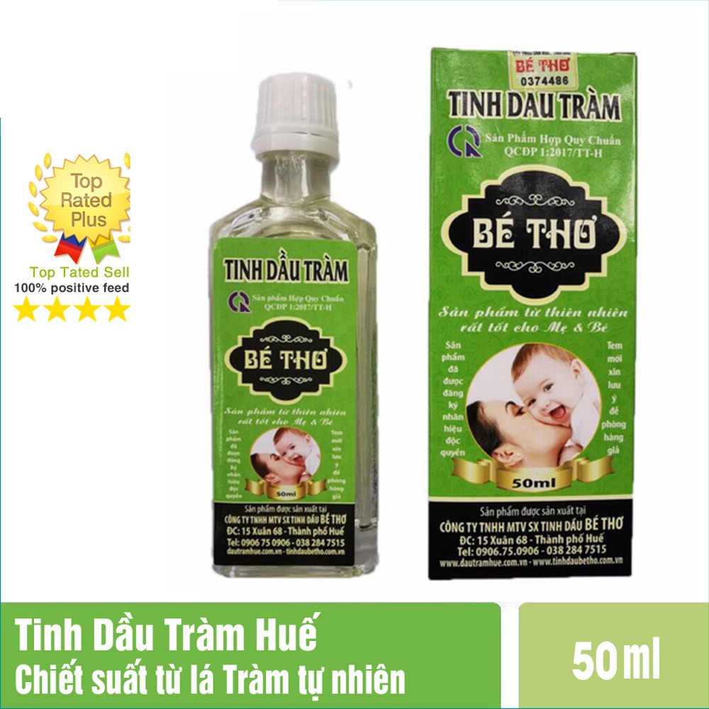 Tinh dầu tràm Huế Bé thơ làm ấm da chống cảm giảm ho ngừa ngạt mũi cho bé - Chai 50ml