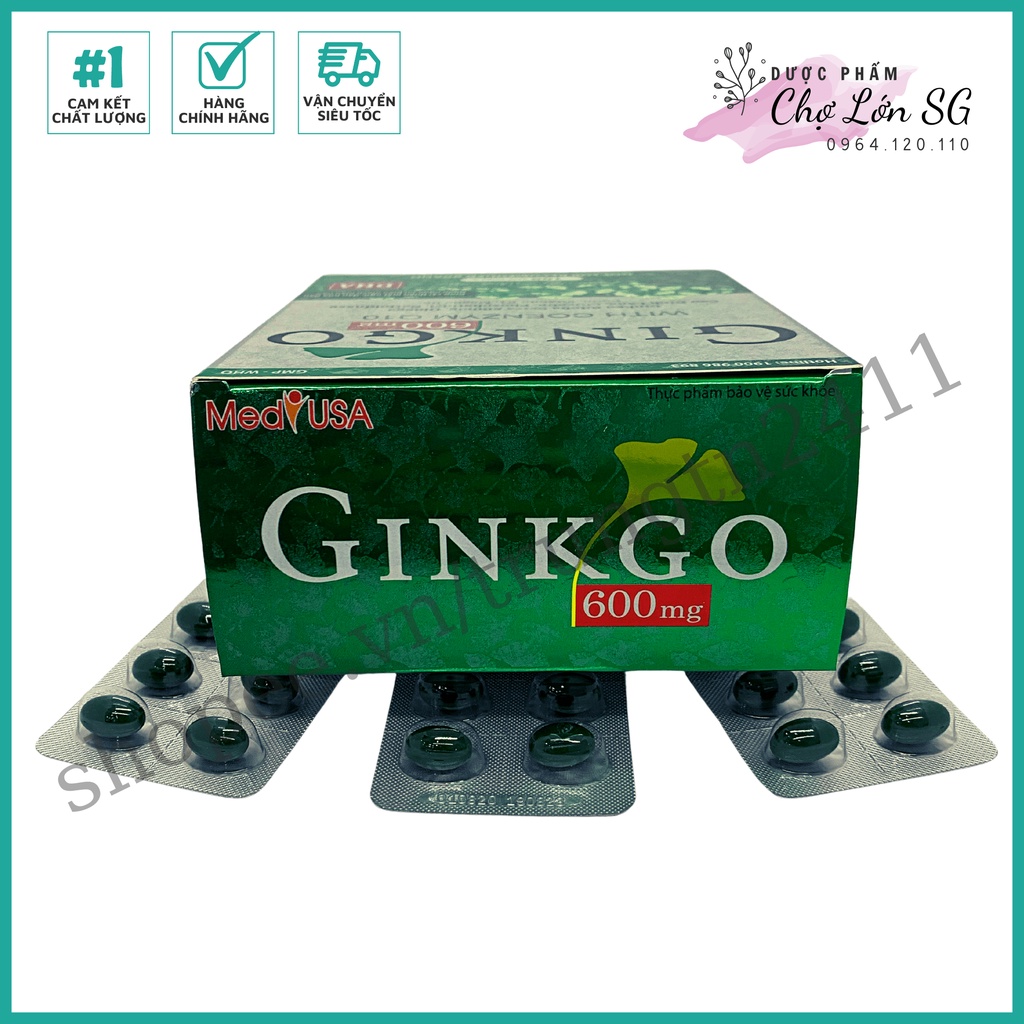 Hoạt huyết dưỡng não GINKGO 600 NATURAL WITH COENZYM Q10 giúp tăng tuần hoàn não  - Hộp 100v