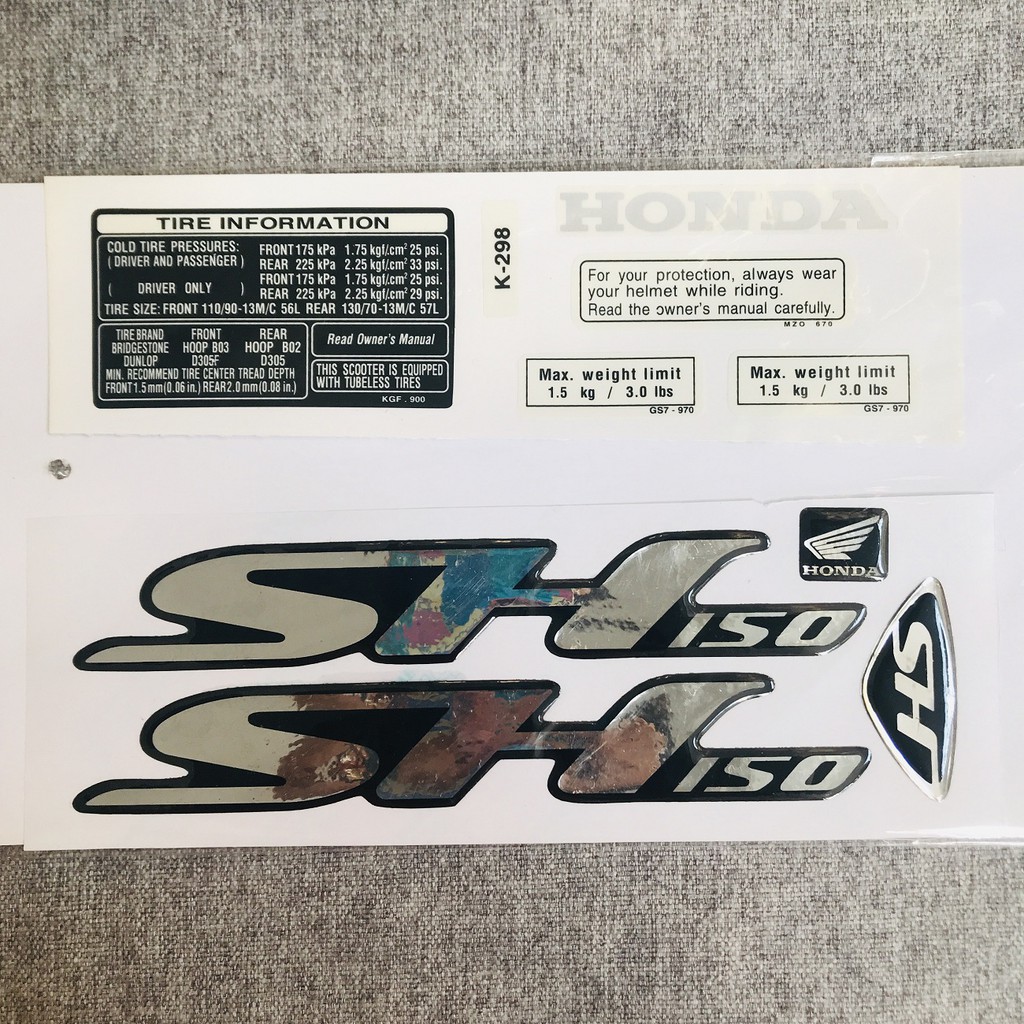 [GIÁ GỐC] Tem dán xe SH 150i ZIN (chữ+tem thông số xe)