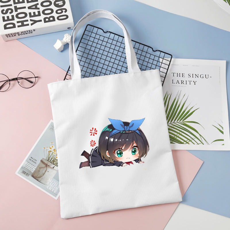 Túi tote vải trắng đeo vai in hình DỊCH VỤ CHO THUÊ BẠN GÁI ver NẰM Kanojo Okarishimasu chibi anime thời trang cá tính