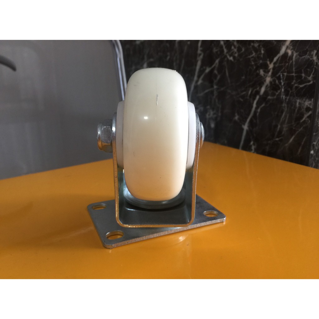 Bánh xe đẩy nhựa trắng PP Eco càng thép xoay 360 độ 75-100-125mm - Happy Move Thái Lan