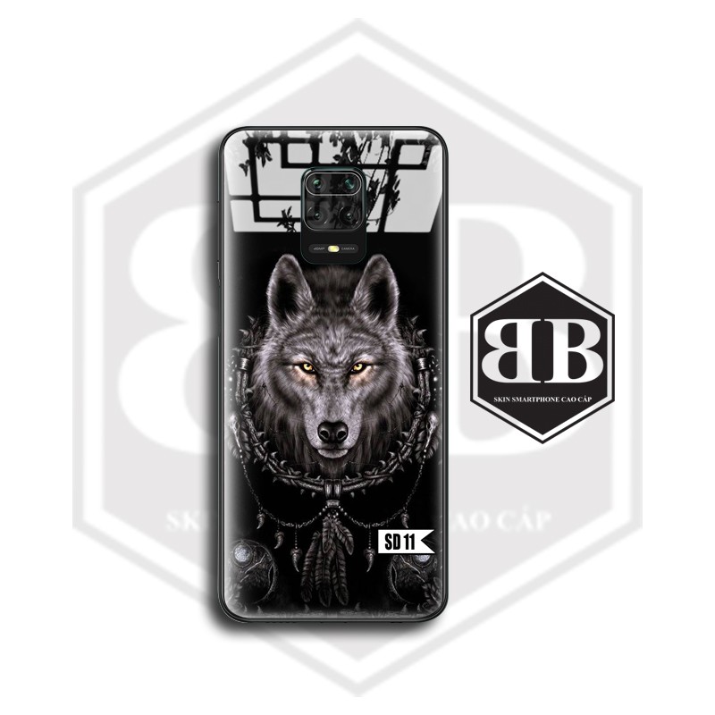 Ốp lưng kính cường lực Xiaomi Redmi Note 10 CC9 Pro / Redmi K20 Mi 9T / Mi CC9 Mi A3 Lite / Note 9 Pro Max sói đêm | BigBuy360 - bigbuy360.vn