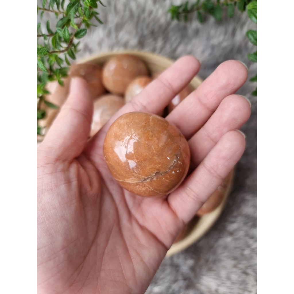 Viên đá thanh tẩy Sunstone (Palm Sunstone, đá Mặt Trời)- đá phong thủy dùng trong Tarot, Reiki, thiền định