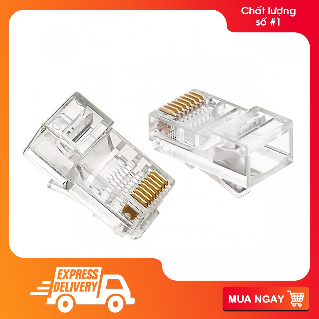 Combo 10 hạt mạng Golden Japan, Hạt mạng RJ45 bấm Cat5E, Cat 6E loại tốt