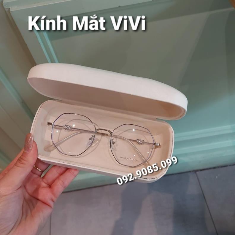 Gọng kính cận kim loại lục giác trái tim - Kính thời trang 0 độ hàn quốc