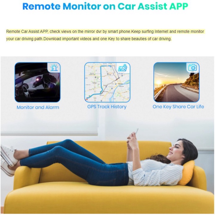 Camera hành trình gương cao cấp Thương hiệu Whexune V9 Plus, tích hợp 4 camera, wifi, GPS