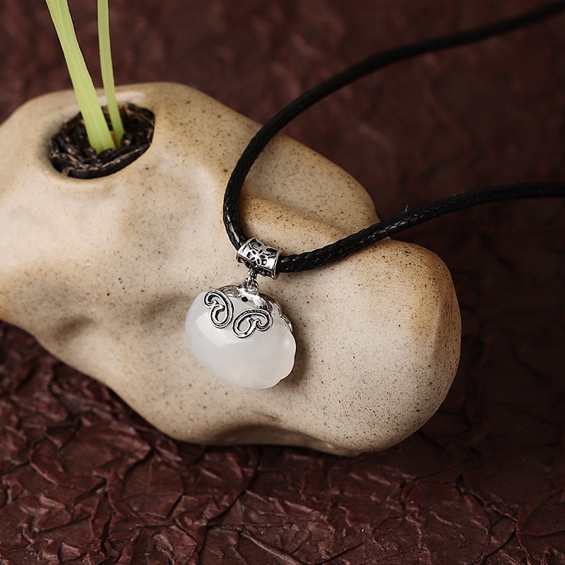 Vòng cổ Dây Da Mặt Ngọc Bích Thời Trang Cho Nữ