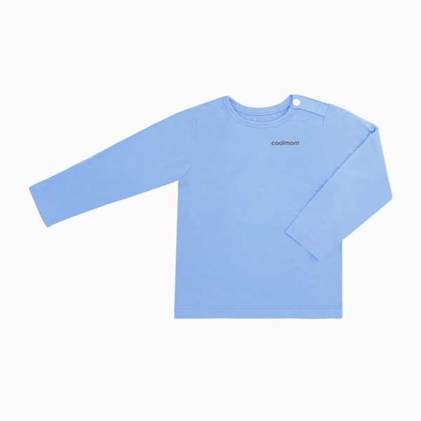 Áo cài vai tay dài Coolmom chất liệu sợi tre cao cấp màu xanh cyan size 12M / CM-0010-12M-XC