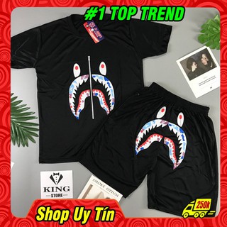 Set quần áo hè nam Bape khoá cá mập