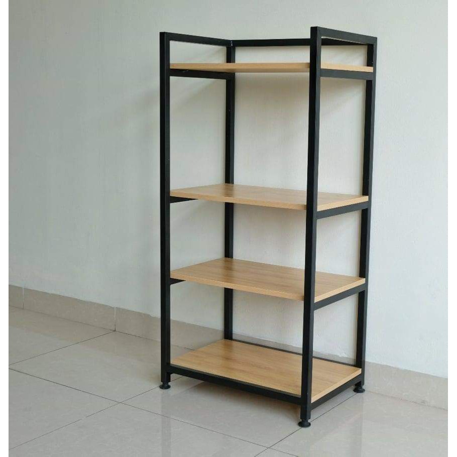 Trợ Giá Shopee Kệ Để Lò Vi Sóng Chắc Chắn, Siêu Đẹp. Khung Đen- Sàn Gỗ