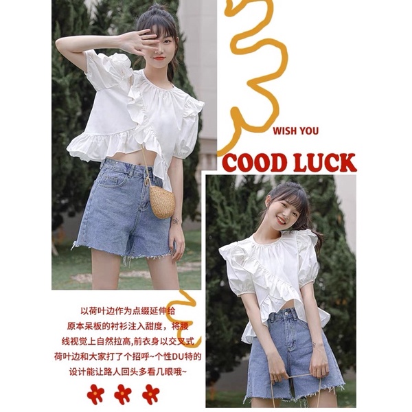 Áo Sơ Mi Bèo Xẻ Vạt Quảng Châu, Áo Bánh bèo Nữ