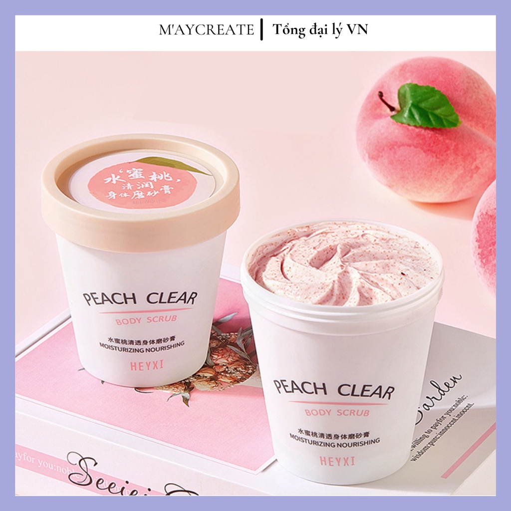 Một hũ tẩy da chết body đào Heyxi Peach Clear Body Scrub 200G HTTBC1