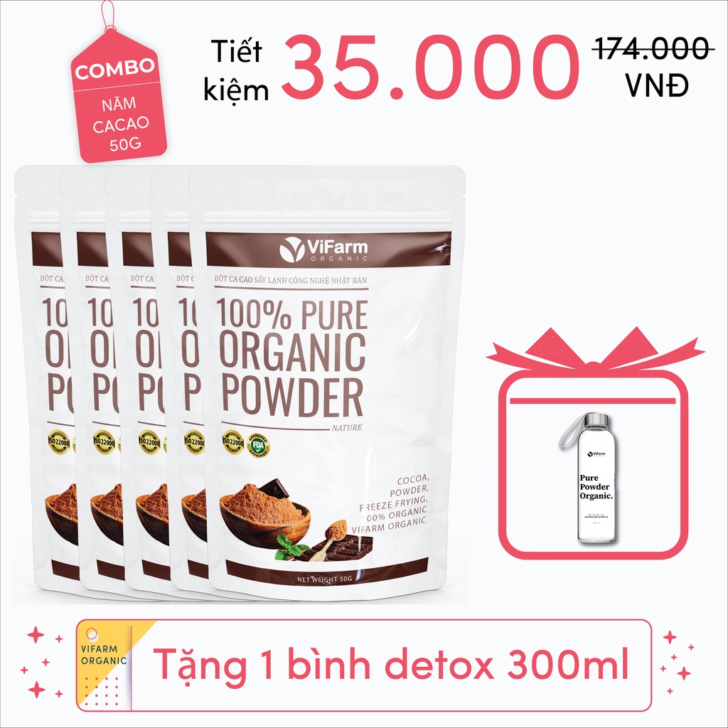 Bột cacao nguyên chất VIFARM 50gram, Bột không đường, hỗ trợ ăn kiêng, từ 100% cacao nguyên chất | BigBuy360 - bigbuy360.vn