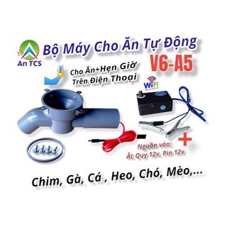 Máy cho gà ăn tự động V6-A5 kết nối Wifi sử dụng ắc quy 12v