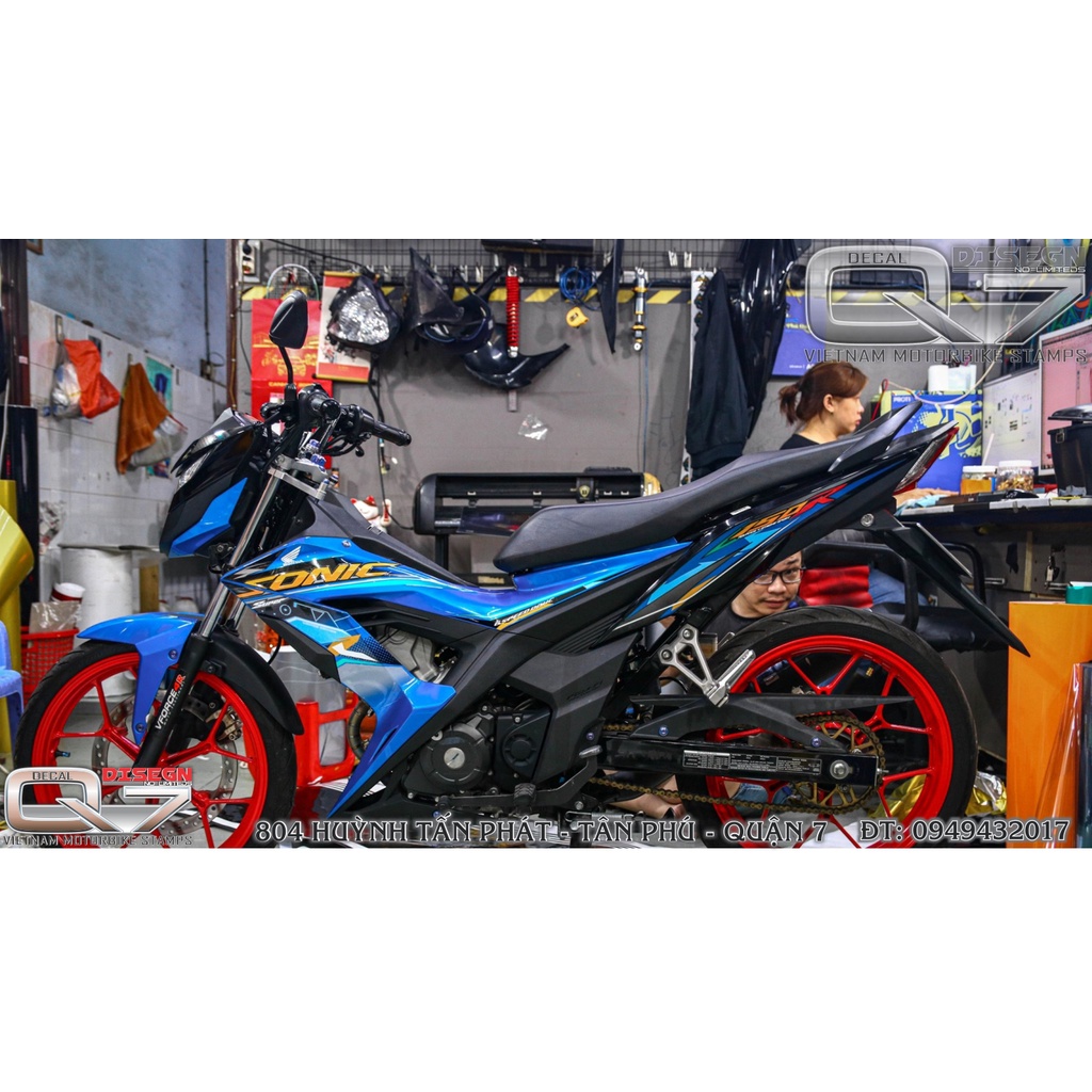 Tem Rời SONIC 150 Xanh Đen - decalq7