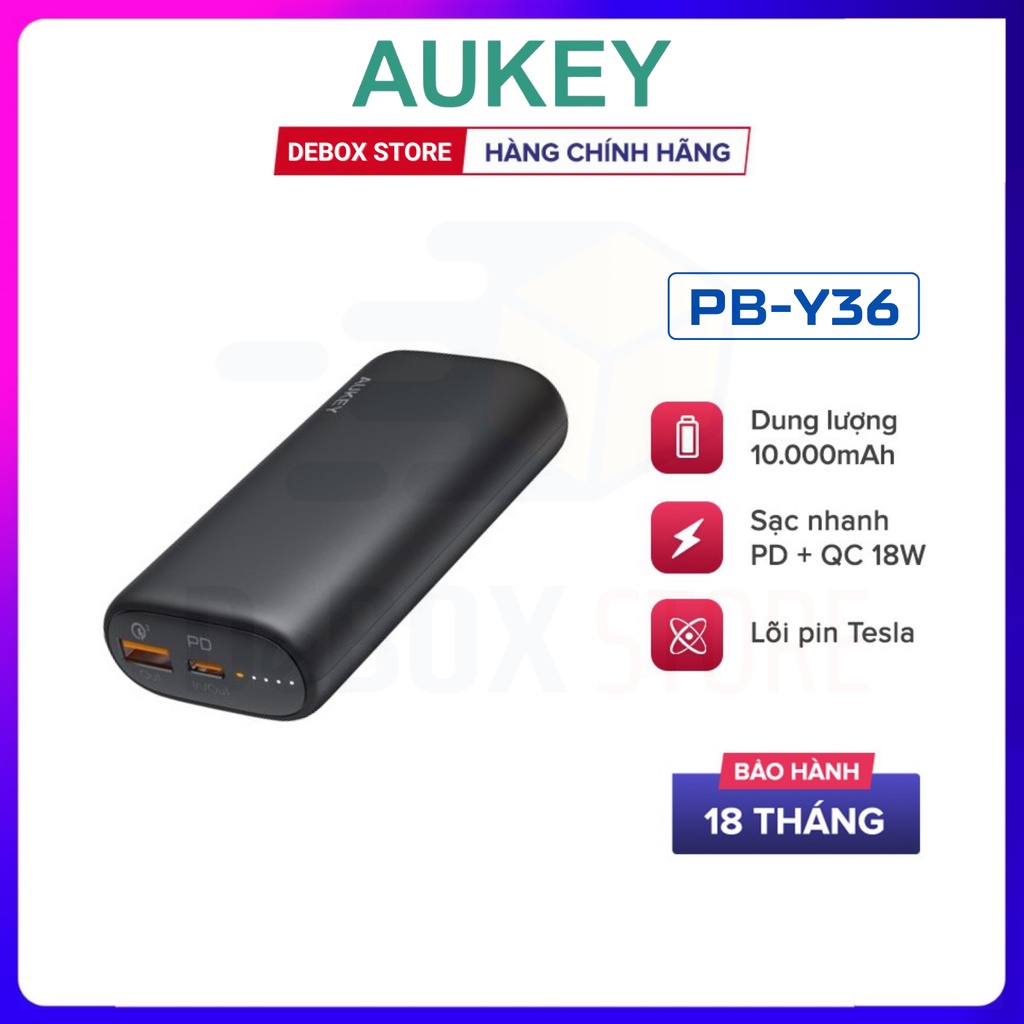 【Giao Hỏa Tốc】Pin Sạc dự phòng Aukey PB-Y36/N73/N73S/N83S 10.000 mAh Sạc Nhanh Q.C 3.0 PD 18W/20W - Chính hãng BH 18T