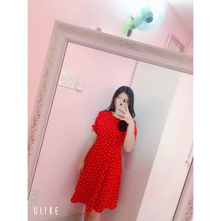 Váy/đầm xoè tim đỏ tay bồng vt01