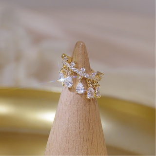 Bông tai hình vương miện đính đá 14k trong suốt thanh lịch cho nữ