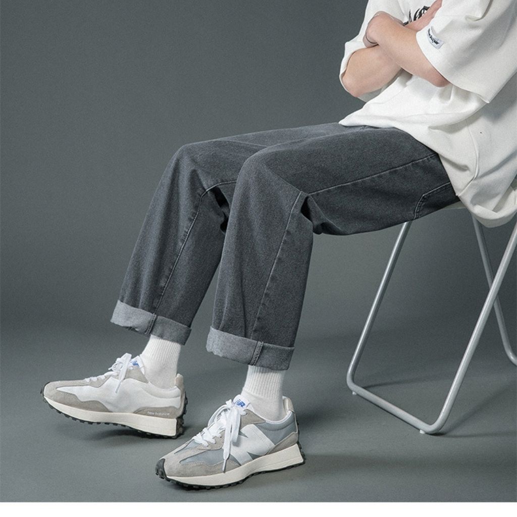Quần jean nam Baggy dáng suông rộng ANYOUNG quần bò trơn form rộng nam dễ phối đồ QD31