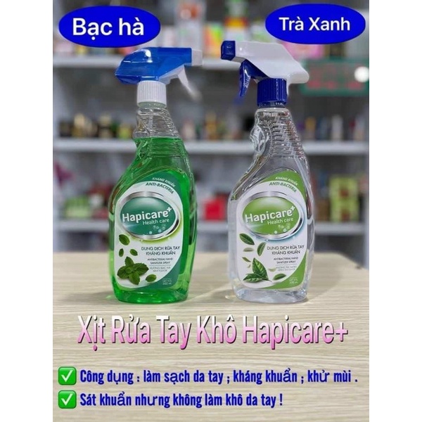 NƯỚC RỬA TAY KHÔ HAPICARE 500ml không khô da tay, dưỡng da mịn màng