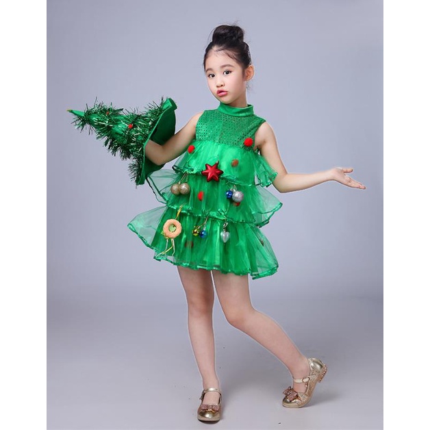 1 Bộ Trang Phục Hóa Trang Cây Thông Giáng Sinh / Năm Mới / Giáng Sinh Dành Cho Bé Gái / Bé Gái A3