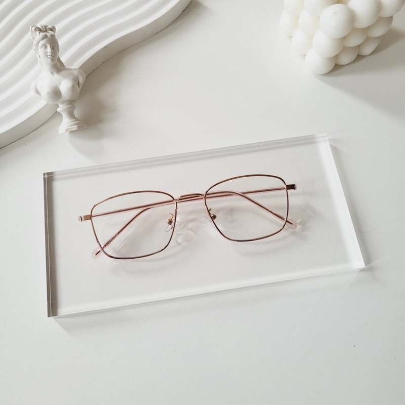 Gọng giả cận, kính cận vuông nam nữ thanh mảnh 8818 chống ánh sáng xanh, UV400 kim loại càng dẻo Jolie eyewear