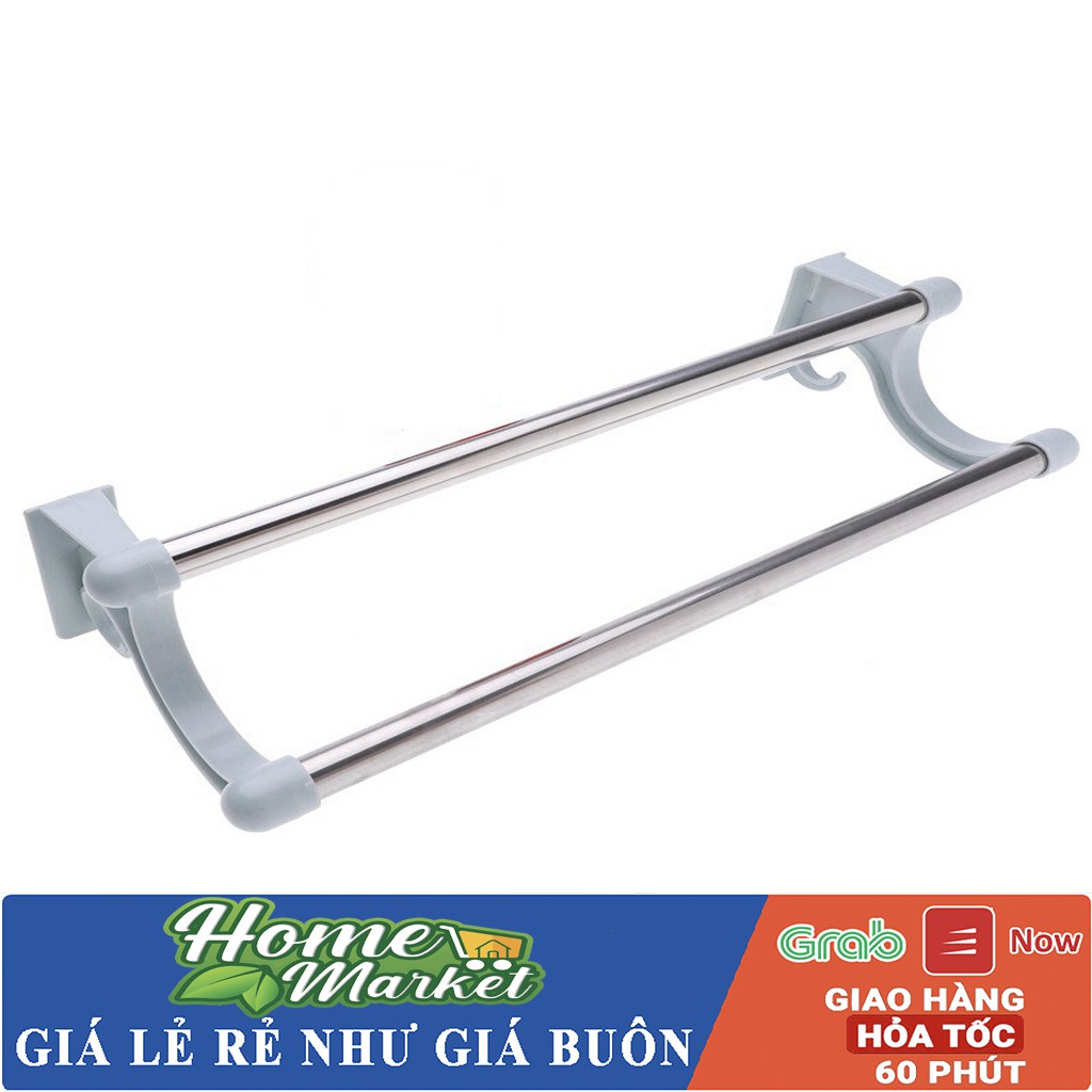 Giá treo khăn mặt 2 tầng dán tường inox