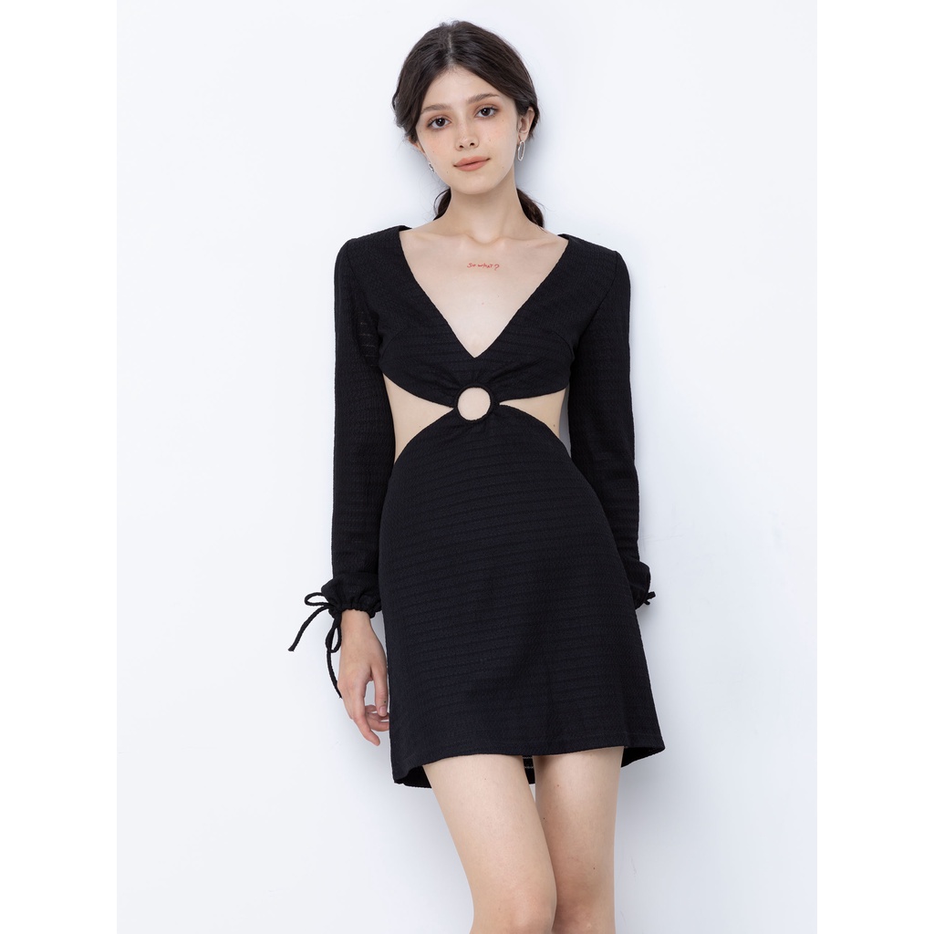 Đầm Nữ Ngắn Waist Cut-out , Chất Vải Thun Knit Mỏng Co Giãn , WDN000090,SOMEHOW