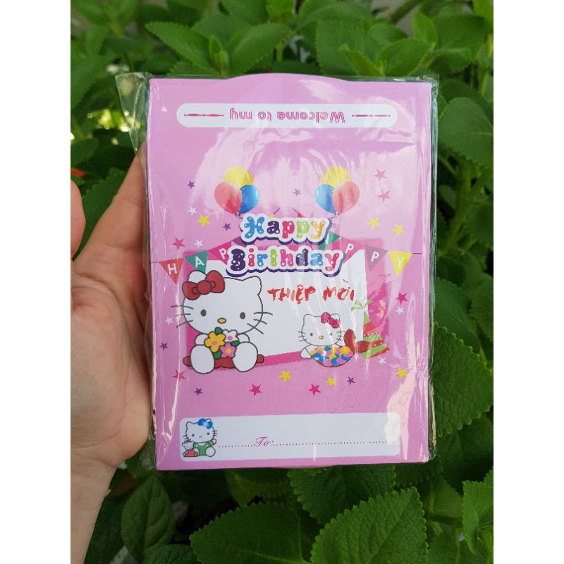 Set 10 THIỆP MỜI SINH NHẬT HELLO KITTY CHO BÉ