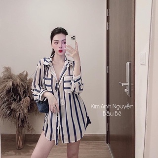 Áo sơ mi sọc xanh hot hit