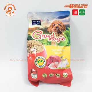 Thức ăn hạt cho chó trưởng thành GRAND MAGIC 1kg - Vị thịt bò, gà và hải sản