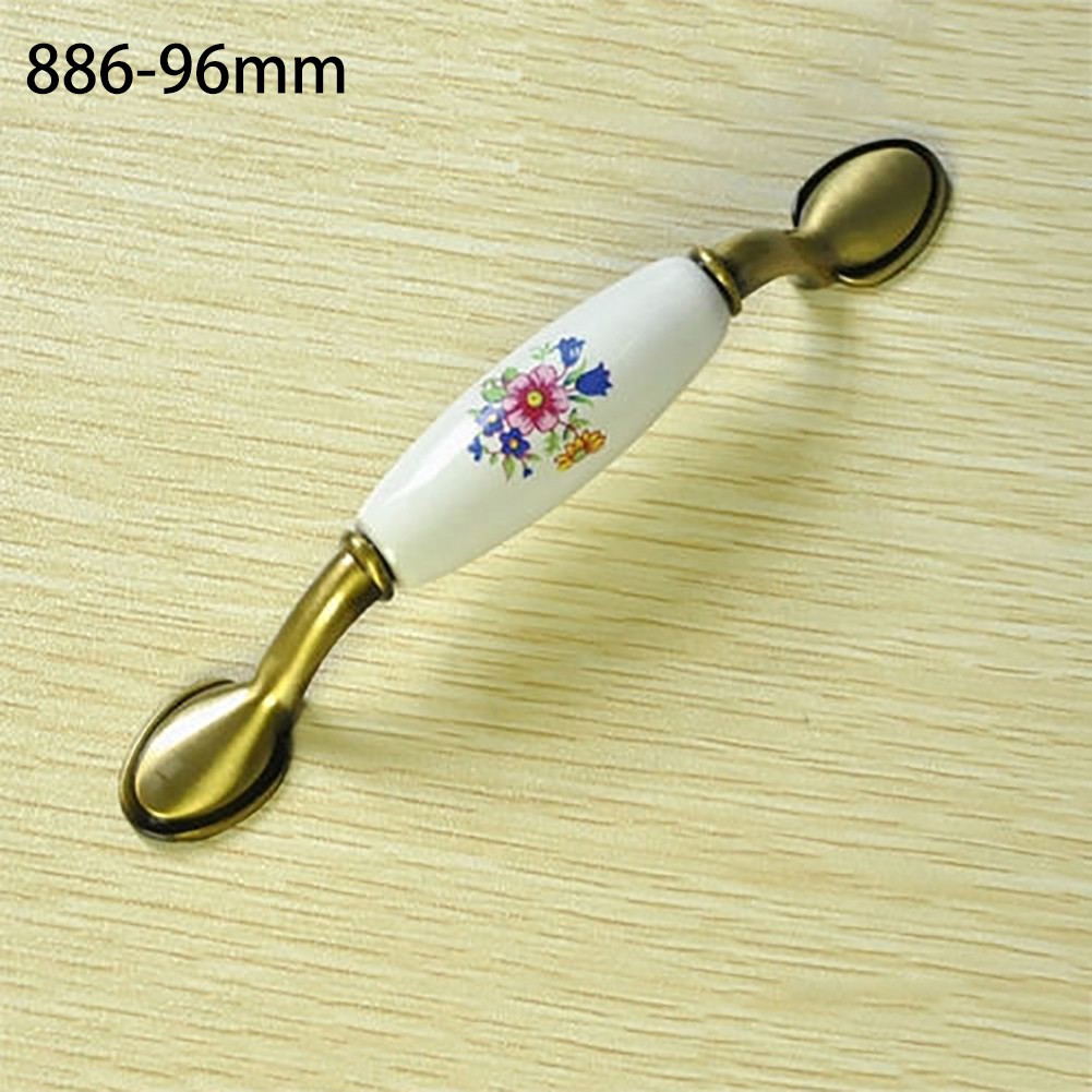 Tay cầm cửa bằng gốm in hoa phong cách cổ điển cho tủ chén, tủ rượu, cửa phòng