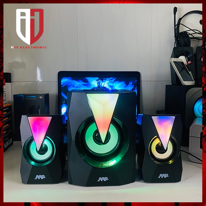 Loa máy tính bluetooth để bàn có Dây đèn led cao cấp AAP E012 loa vi tính pc gaming