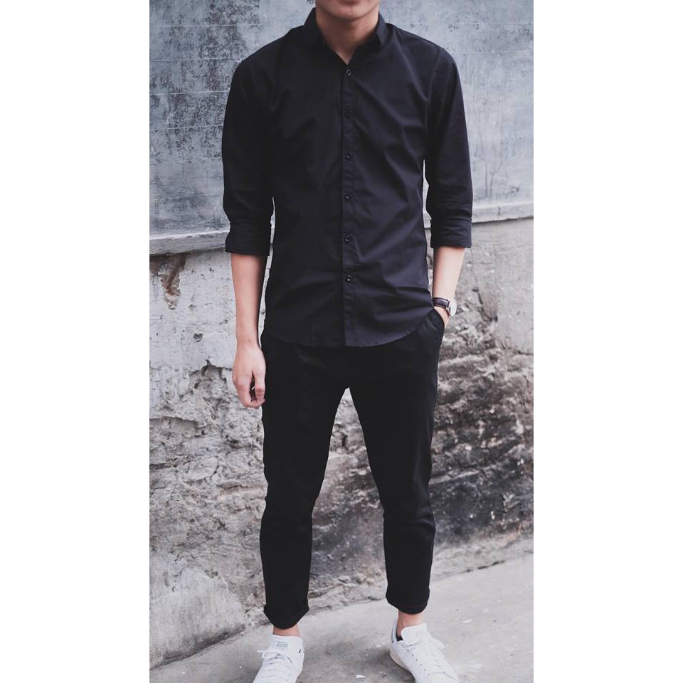 Áo Sơ Mi Nam Trắng Trơn Dài Tay Ôm Sát Người | BigBuy360 - bigbuy360.vn