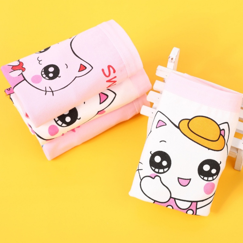 Bộ 4 Quần Lót Boxer Cotton In Họa Tiết Hoạt Hình Cho Bé Gái 1-13 Tuổi