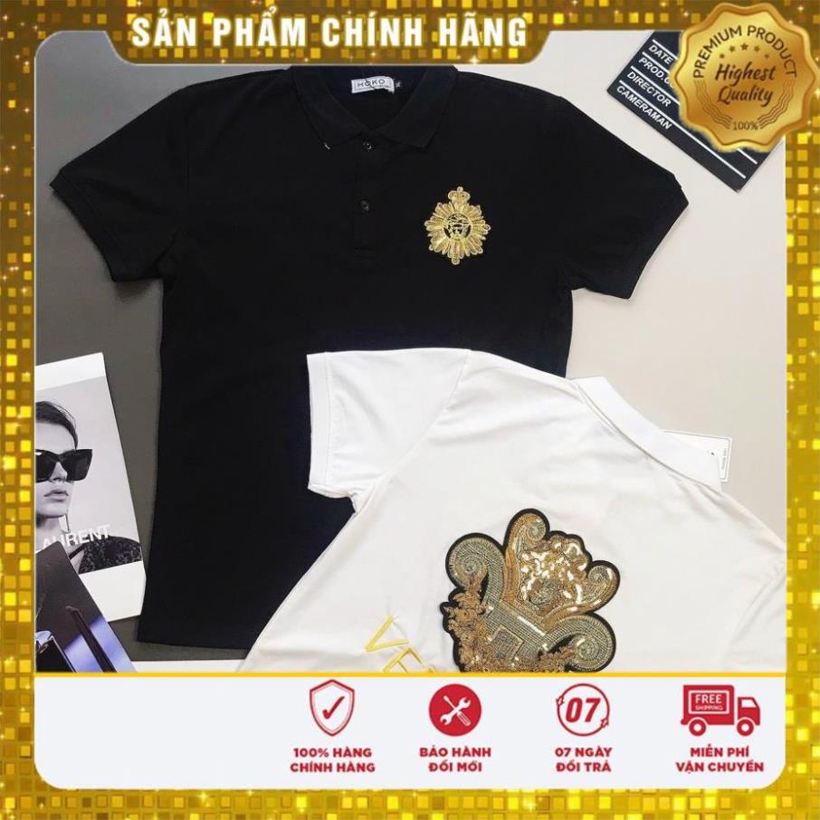 Áo Thun Nam Cổ Bẻ Đính Kim Sa ❤️ Chất Cotton Xịn Sò Mát Mịn