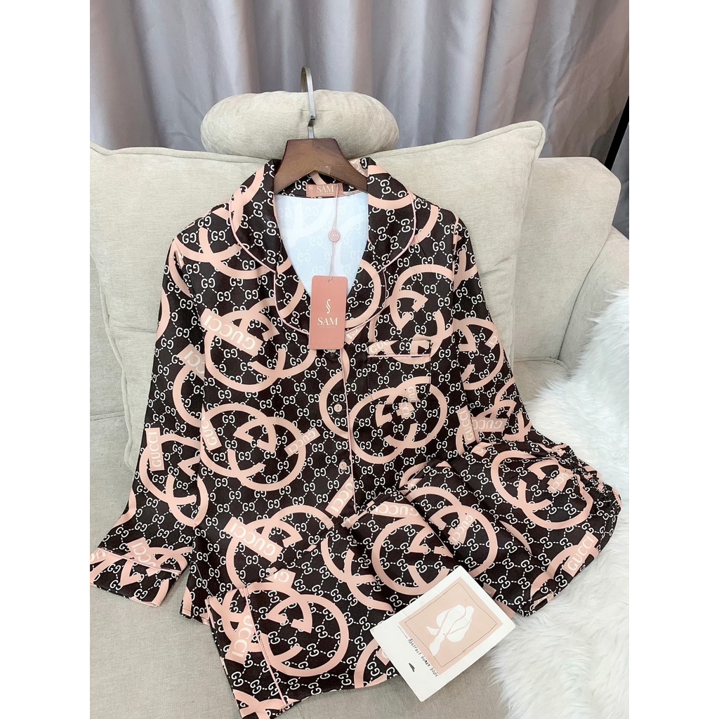 Bộ đồ Nhung tăm cao cấp SAM. SET đồ ngủ Pijama dáng dài mặc nhà họa tiết sang chảnh nổi bật, màu sắc tôn da