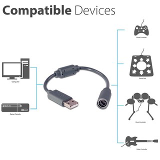 USB Breakaway Cable Cord Adapter For Xbox 360 PC Wired Controller