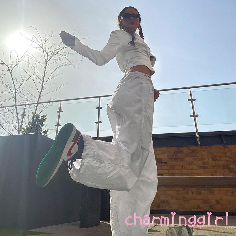 CHM-Women´s Casual Trousers with Elastic Waist Adjustable Drawstring Pocket Decoration Loose Clothing