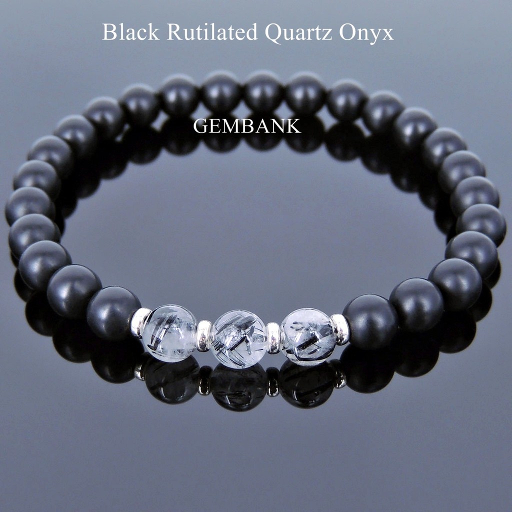 Lắc Tay Thạch Anh Tóc Đen Onyx Tự Nhiên