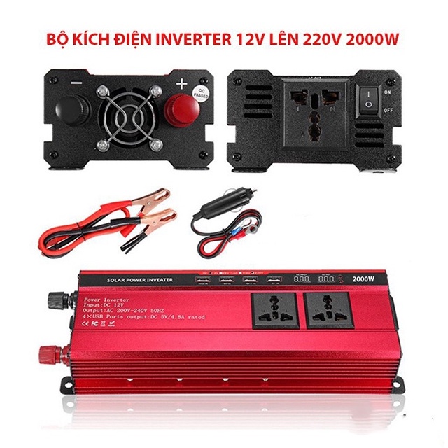 Bộ đổi nguồn điện inverter từ 12v lên 220v 2000W Carmaer