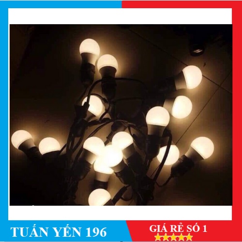 Dây Đèn Trang Trí Ngoài Trời Ping Pong Đuôi Chuông 10 đuôi  Kèm Bóng 3W vàng