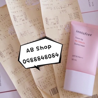 Kem chống nắng nâng tone, kiềm dầu innisfree tone up no sebum sunscreen spf50/pa+++ 50ml - kèm bill