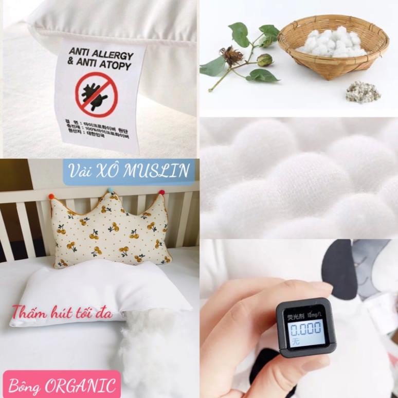 SET GỐI CHỐNG TRÀO NGƯỢC, GỐI ÔM,GỐI NẰM,CHĂN VẢI XÔ MUSLIN ORGANIC HÀN QUỐC