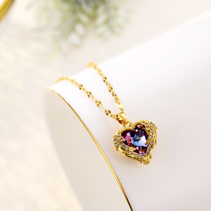 Dây chuyền nữ titan hình trái tim đính đá siêu đẹp, bền màu, hợp thời trang, dễ phối đồ