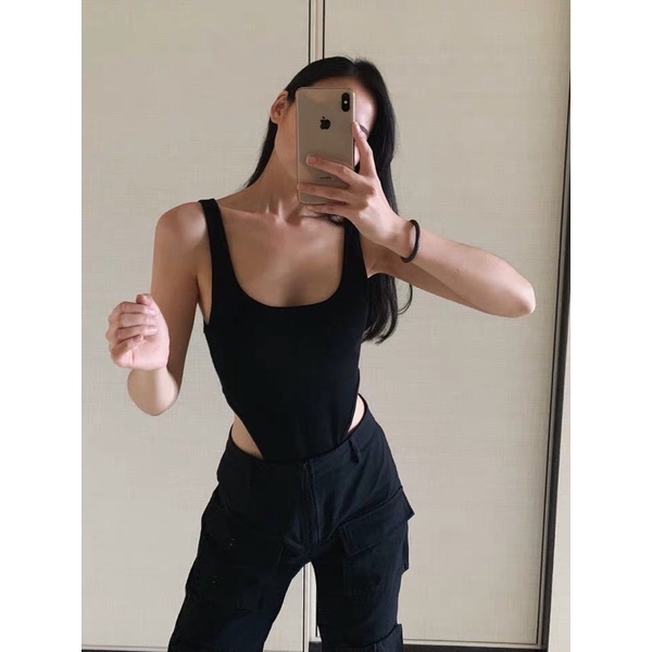 (SẴN) Áo bodysuit khoét eo cao