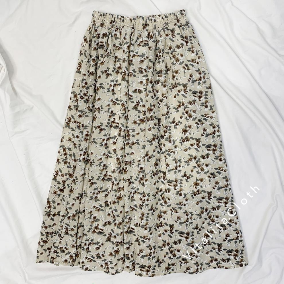 Chân váy hoa nhí Vintage vải voan 2 lớp eo chun dáng dài phong cách Ulzzang Hàn Quốc - MIX đồ cực xinh | BigBuy360 - bigbuy360.vn